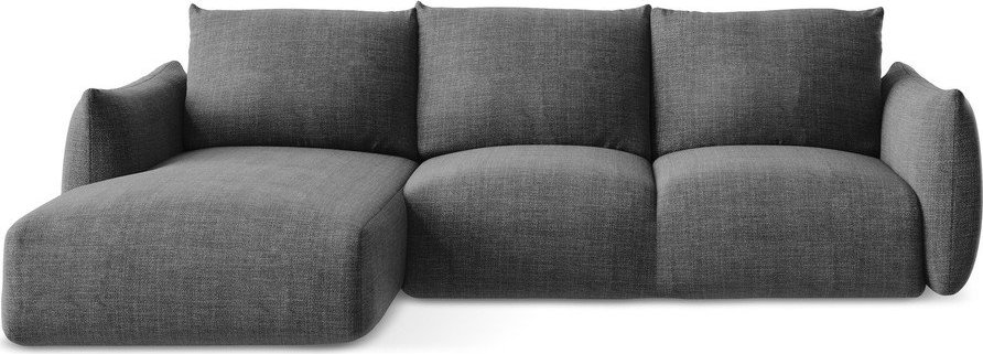 Tmavě šedá rozkládací rohová pohovka (levý roh/s lenoškou) Leila – Makamii Makamii