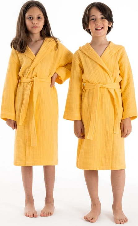 Žlutý mušelínový dětský župan velikost 9-10 let Muslin – Foutastic Foutastic