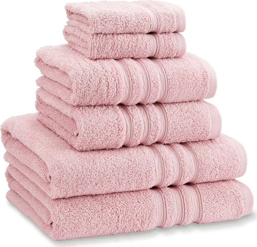 Světle růžové froté bavlněné ručníky a osušky v sadě 6 ks Zero Twist – Catherine Lansfield Catherine Lansfield