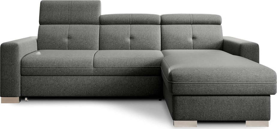 Šedá rozkládací/s úložným prostorem rohová pohovka (pravý roh/s lenoškou) Fresia – ELTAP ELTAP