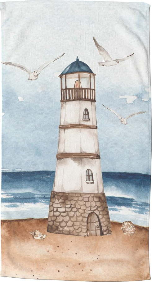 Modrá/hnědá sametová plážová osuška 100x180 cm Berlin – Good Morning GOOD MORNING