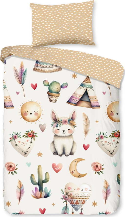 Béžové bavlněné dětské povlečení do postýlky 100x135 cm Luz – Good Morning GOOD MORNING