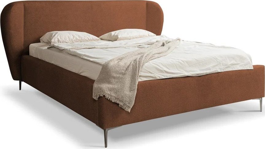 Čalouněná dvoulůžková postel s roštem 160x200 cm v terakotové barvě Makana – Makamii Makamii