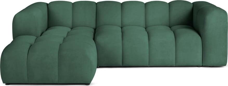 Zelená sametová rohová pohovka (levý roh/s lenoškou) Cube – Bonami Selection Bonami Selection