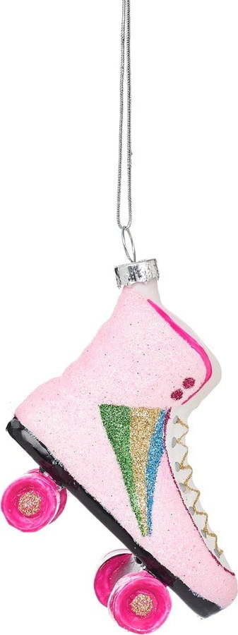 Skleněná ručně vyrobená vánoční ozdoba 8 cm Retro Rollerskate – Sass & Belle Sass & Belle