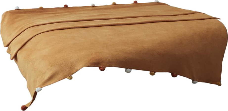 Fleecový přehoz v hořčicové barvě 150x200 cm Pom Pom – Mijolnir Mijolnir