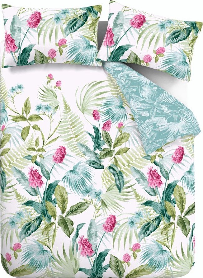 Zelené/modré povlečení na dvoulůžko/prodloužené 230x220 cm Aruba Tropical Floral – Catherine Lansfield Catherine Lansfield