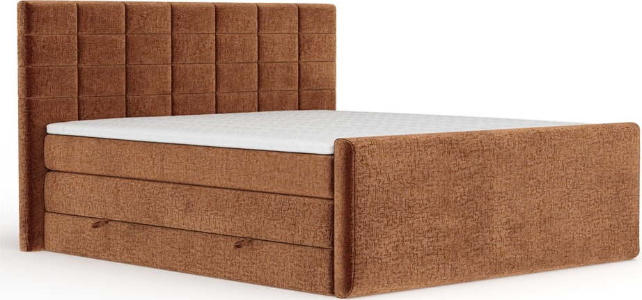 Oranžová boxspring postel s úložným prostorem 140x200 cm Ava – Maison de Rêve Maison de Reve