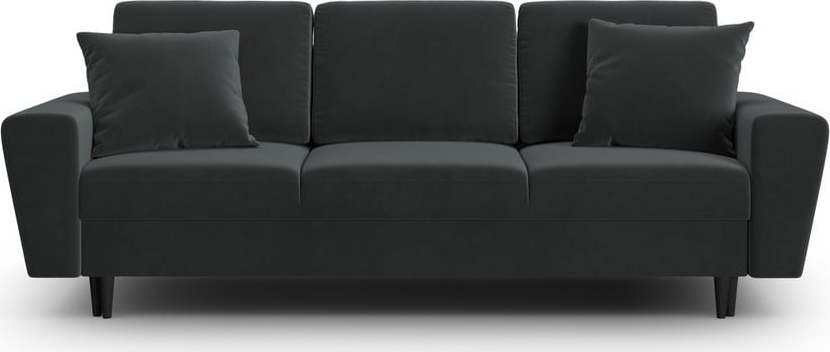 Tmavě šedá sametová rozkládací/s úložným prostorem pohovka 235 cm Kyoto – Cosmopolitan Design Cosmopolitan design