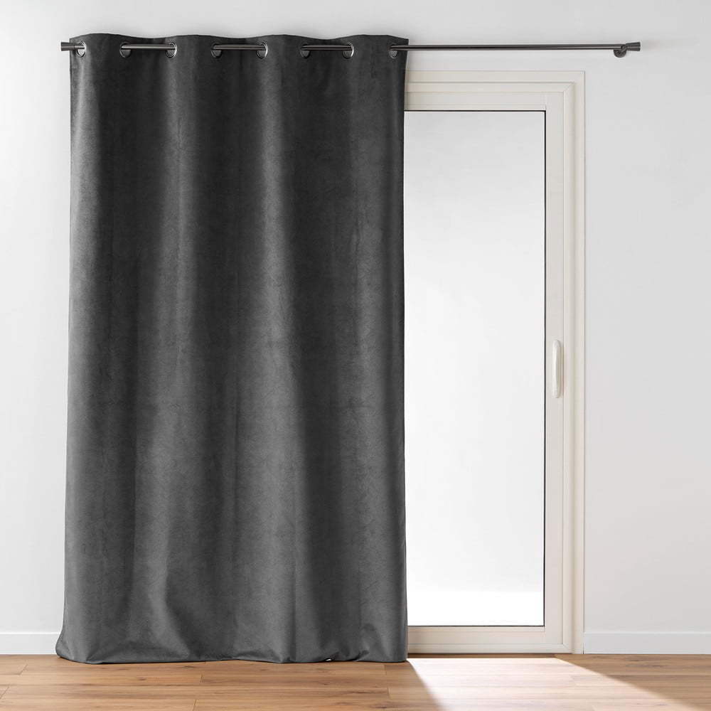 Antracitový sametový závěs 140x260 cm Olympe – douceur d'intérieur Douceur d intérieur