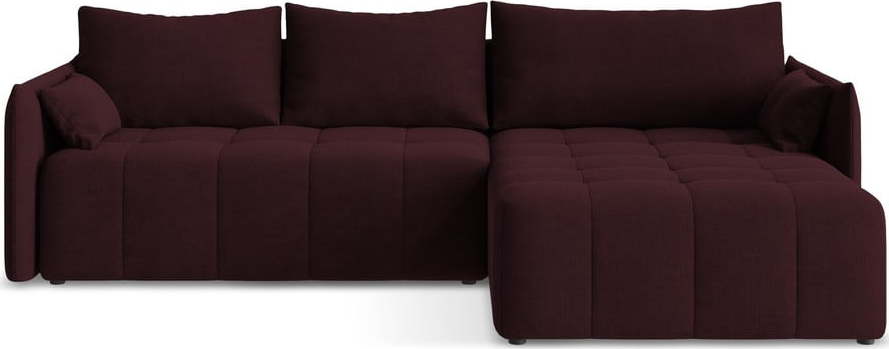 Vínová rozkládací/s úložným prostorem rohová pohovka (pravý roh/s lenoškou) Moku – Makamii Makamii