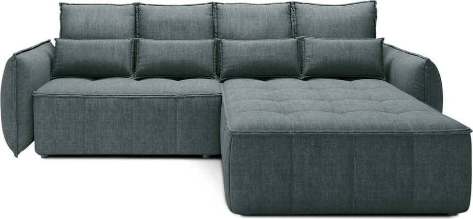 Zelená sametová rozkládací/s úložným prostorem rohová pohovka (pravý roh/s lenoškou) Campo – ELTAP ELTAP