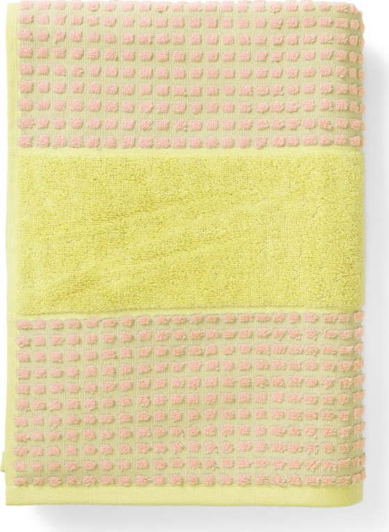 Žlutá/růžová froté osuška z Bio bavlny 70x140 cm Check – JUNA Juna