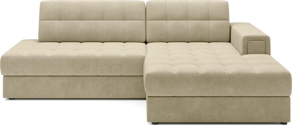 Světle hnědá sametová rozkládací rohová pohovka (pravý roh/s lenoškou) Blezalt – ELTAP ELTAP