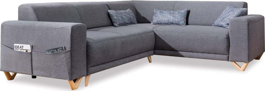 Šedá rozkládací/s úložným prostorem rohová pohovka (pravý roh/do L) Classy Sophie – Miuform Miuform