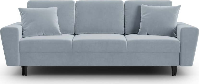 Světle modrá sametová rozkládací/s úložným prostorem pohovka 235 cm Kyoto – Cosmopolitan Design Cosmopolitan design