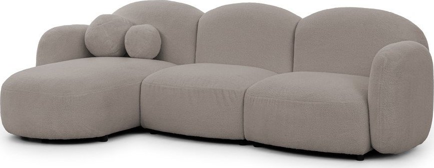 Šedá rohová pohovka z textilie bouclé (levý roh/s lenoškou) Orbit – Ropez Ropez