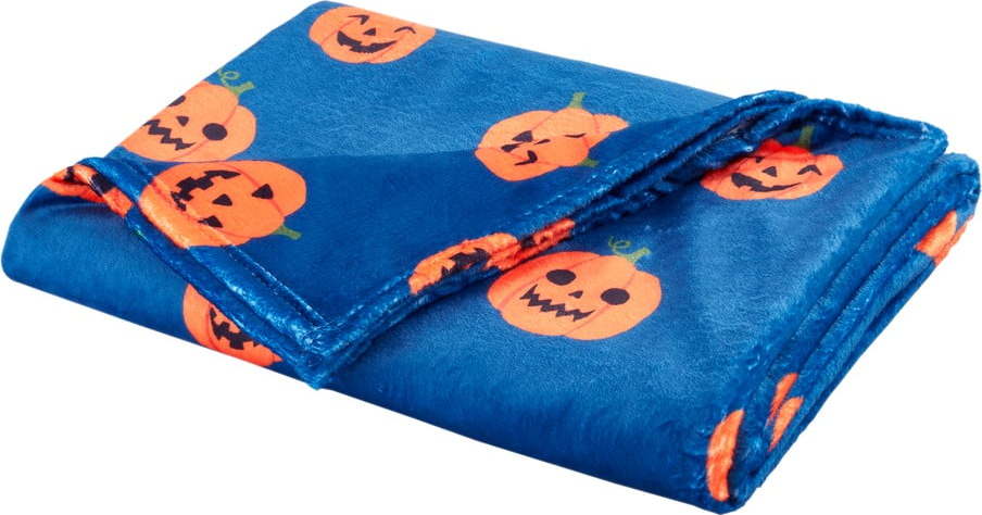 Modrá/oranžová deka s haloweenským motivem z mikroplyše 130x170 cm Halloween Pumpkins – Catherine Lansfield Catherine Lansfield