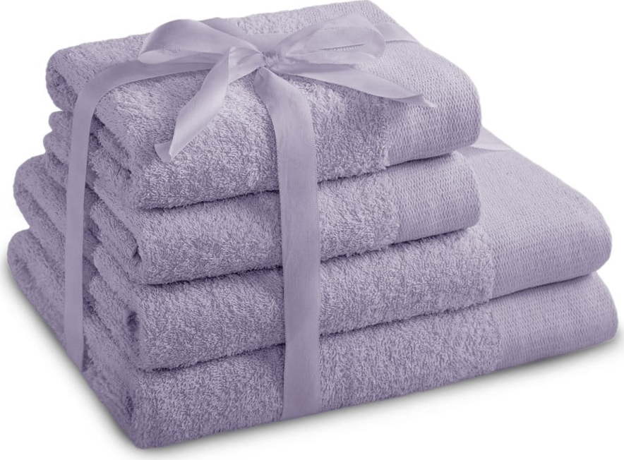 Froté bavlněné ručníky a osušky v sadě 4 ks v levandulové barvě Amari – Restilo Restilo