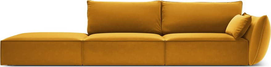Sametová pohovka v hořčicové barvě pravý roh 264 cm Vanda – Mazzini Sofas Mazzini Sofas