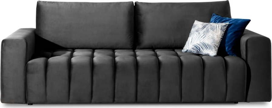 Tmavě šedá sametová rozkládací/s úložným prostorem pohovka 247 cm Lazaro – ELTAP ELTAP