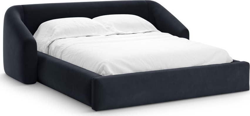 Tmavě modrá čalouněná dvoulůžková postel s úložným prostorem s roštem 140x200 cm Campi – Cosmopolitan Design Cosmopolitan design