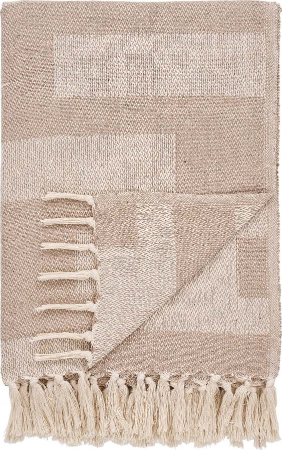 Světle hnědá deka z recyklované bavlny 130x180 cm Adana – House Nordic House Nordic