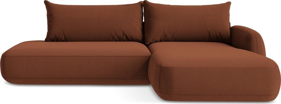 Rozkládací rohová pohovka v terakotové barvě (pravý roh/s lenoškou) Hale – Makamii Makamii