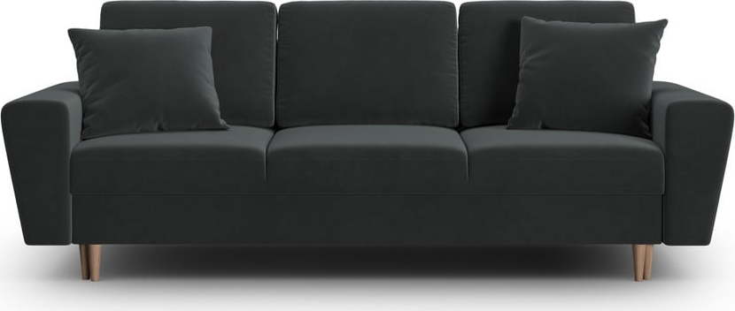 Tmavě šedá sametová rozkládací/s úložným prostorem pohovka 235 cm Kyoto – Cosmopolitan Design Cosmopolitan design