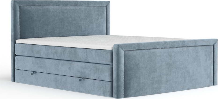 Modrá boxspring postel s úložným prostorem 180x200 cm Lavenda – Maison de Rêve Maison de Reve