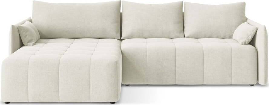 Béžová rozkládací/s úložným prostorem rohová pohovka (levý roh/s lenoškou) Moku – Makamii Makamii