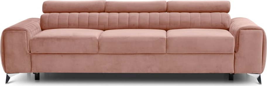 Růžová sametová rozkládací pohovka 261 cm Laurence – ELTAP ELTAP