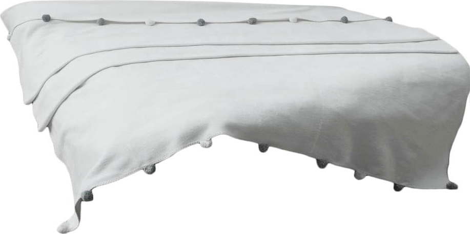 Krémový fleecový přehoz 200x220 cm Pom Pom – Mijolnir Mijolnir