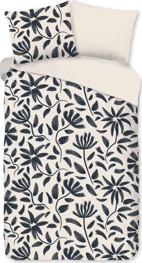 Černé/béžové bavlněné povlečení na jednolůžko/prodloužené 140x220 cm Emilia – Good Morning GOOD MORNING