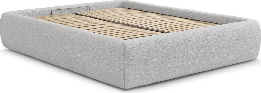 Světle šedá čalouněná dvoulůžková postel s úložným prostorem/bez čela s roštem 180x200 cm Inera – Bobochic Paris Bobochic Paris