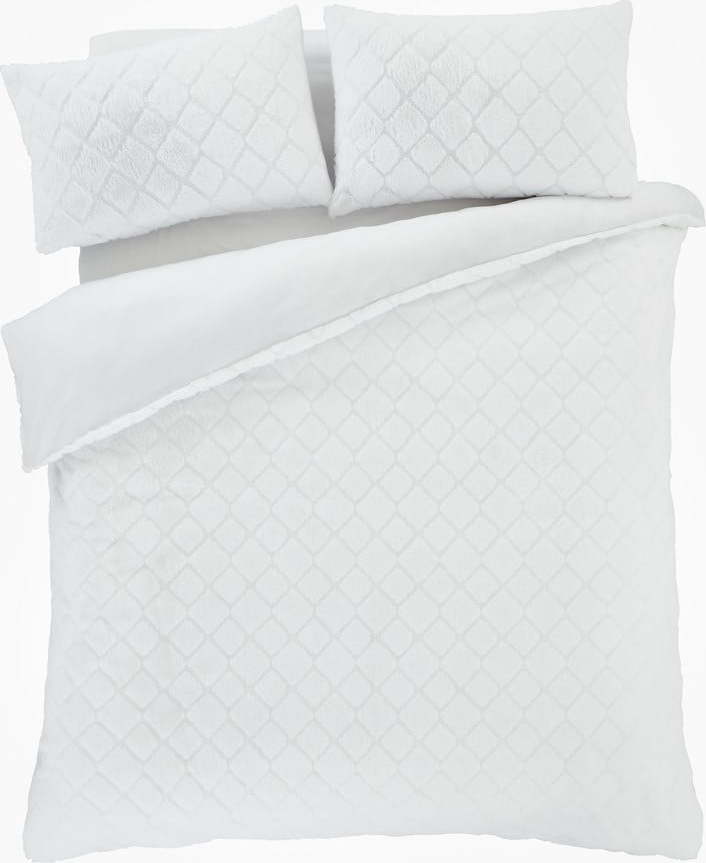 Bílé povlečení na dvoulůžko/prodloužené z mikroplyše 230x220 cm Cosy Diamond – Catherine Lansfield Catherine Lansfield