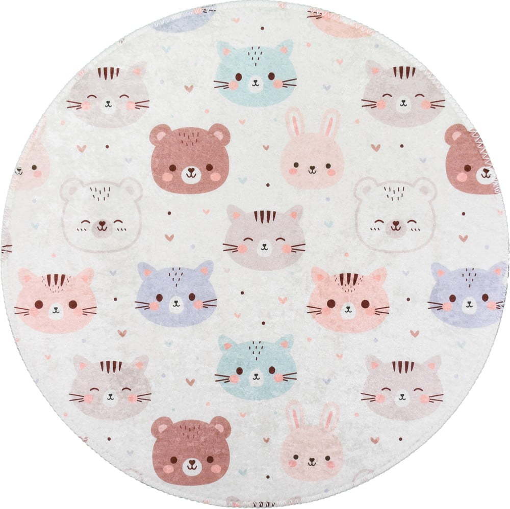 Slonovinový pratelný dětský koberec ø120 cm Cute Animals – Vitaus Vitaus
