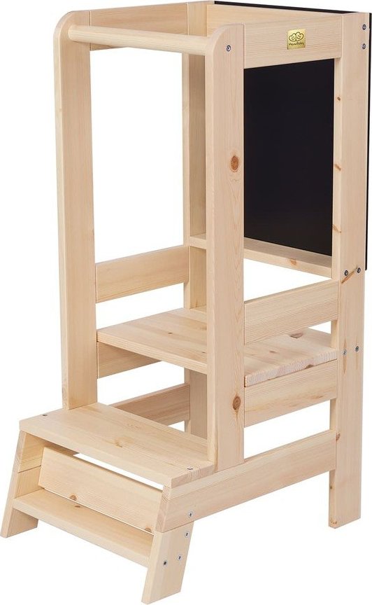 Učicí věž z borovicového dřeva v přírodní barvě Montessori – Meowbaby MeowBaby