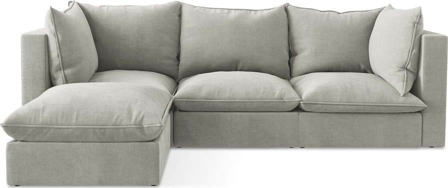 Světle šedá rohová pohovka (levý roh/s lenoškou) Manao – Makamii Makamii