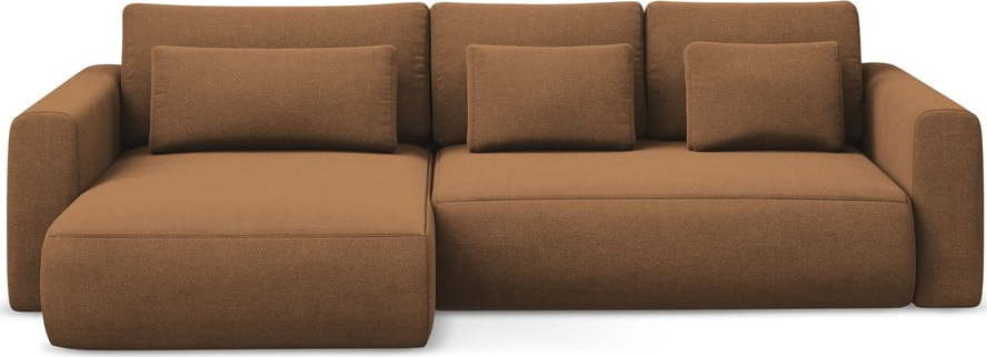 Rozkládací/s úložným prostorem rohová pohovka v terakotové barvě (levý roh/s lenoškou) Kapua – Makamii Makamii