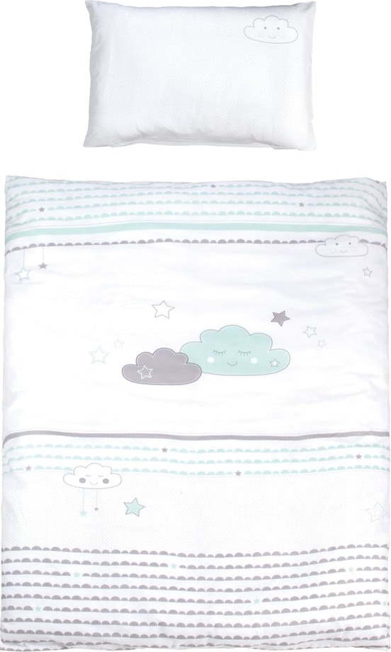 Bílé bavlněné dětské povlečení do postýlky 100x135 cm Happy Cloud – Roba Roba