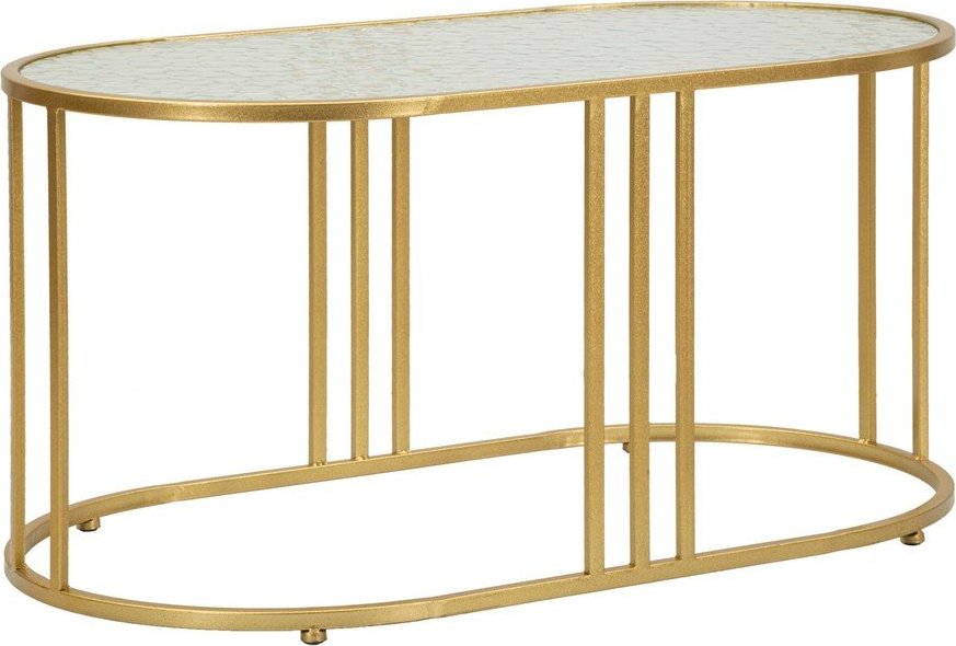 Bílý/ve zlaté barvě konferenční stolek se skleněnou deskou 50x90 cm Antalia – Mauro Ferretti Mauro Ferretti