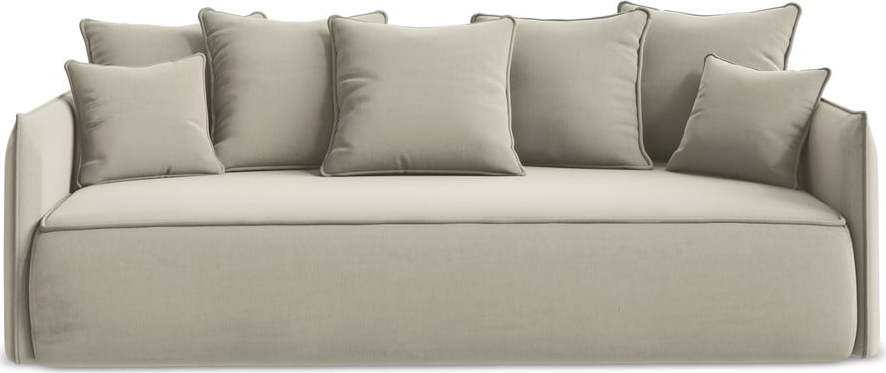 Béžová sametová rozkládací/s úložným prostorem pohovka 225 cm Hula – Makamii Makamii