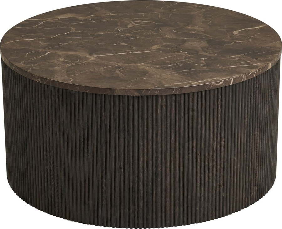Tmavě hnědý kulatý konferenční stolek s deskou v dekoru mramoru ø 80 cm Rota – House Nordic House Nordic