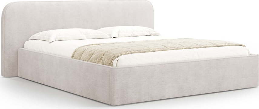 Bílá čalouněná dvoulůžková postel s úložným prostorem s roštem 200x200 cm Elizabeth – Micadoni Micadoni