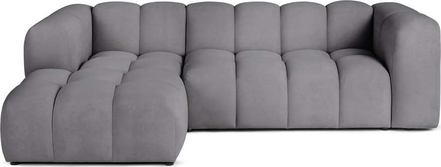 Šedá sametová rohová pohovka (levý roh/s lenoškou) Cube – Bonami Selection Bonami Selection