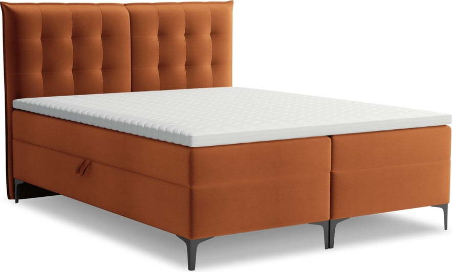 Boxspring postel s úložným prostorem 140x200 cm v terakotové barvě Mikana – Makamii Makamii