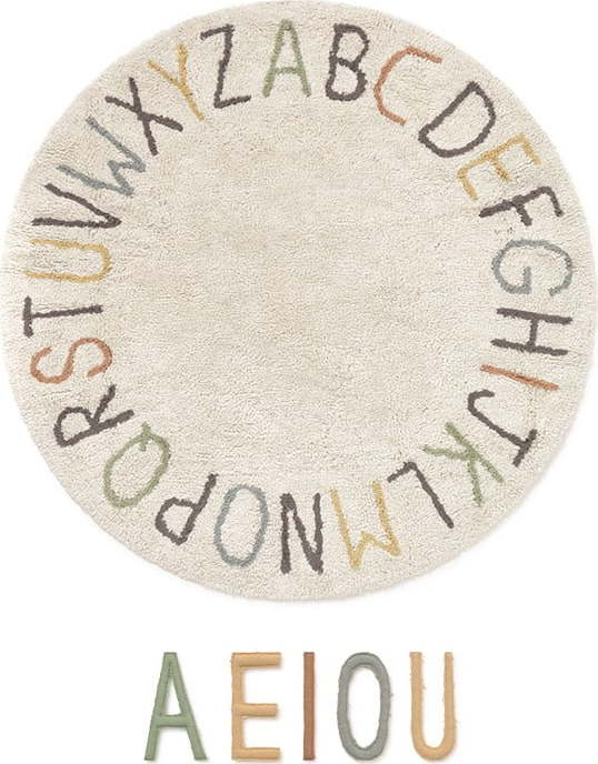 Krémový bavlněný dětský hrací koberec ø120 cm ABC Color and Letters – Lorena Canals Lorena Canals
