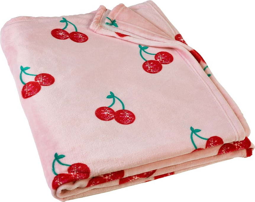 Růžová deka z mikroplyše 200x240 cm Disco Cherries – Catherine Lansfield Catherine Lansfield