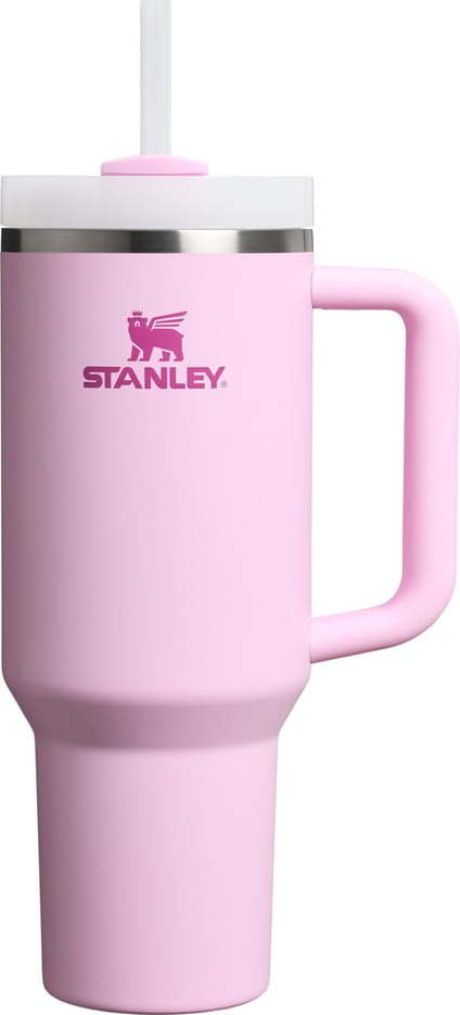 Růžová termoska s brčkem z nerezové oceli 1